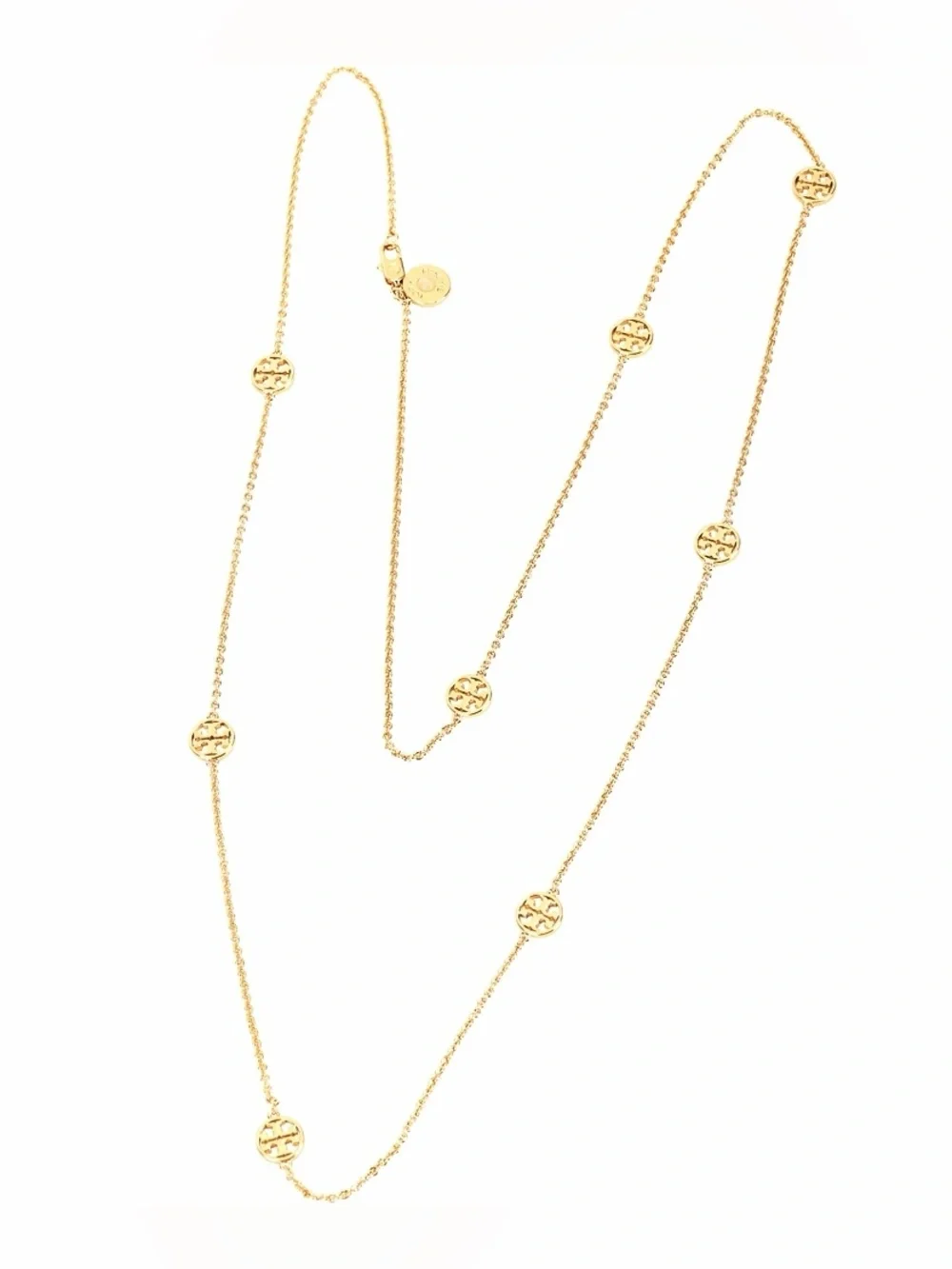 TORY BURCH Miller Medallion Long Station Necklace in 18k Plated Gold